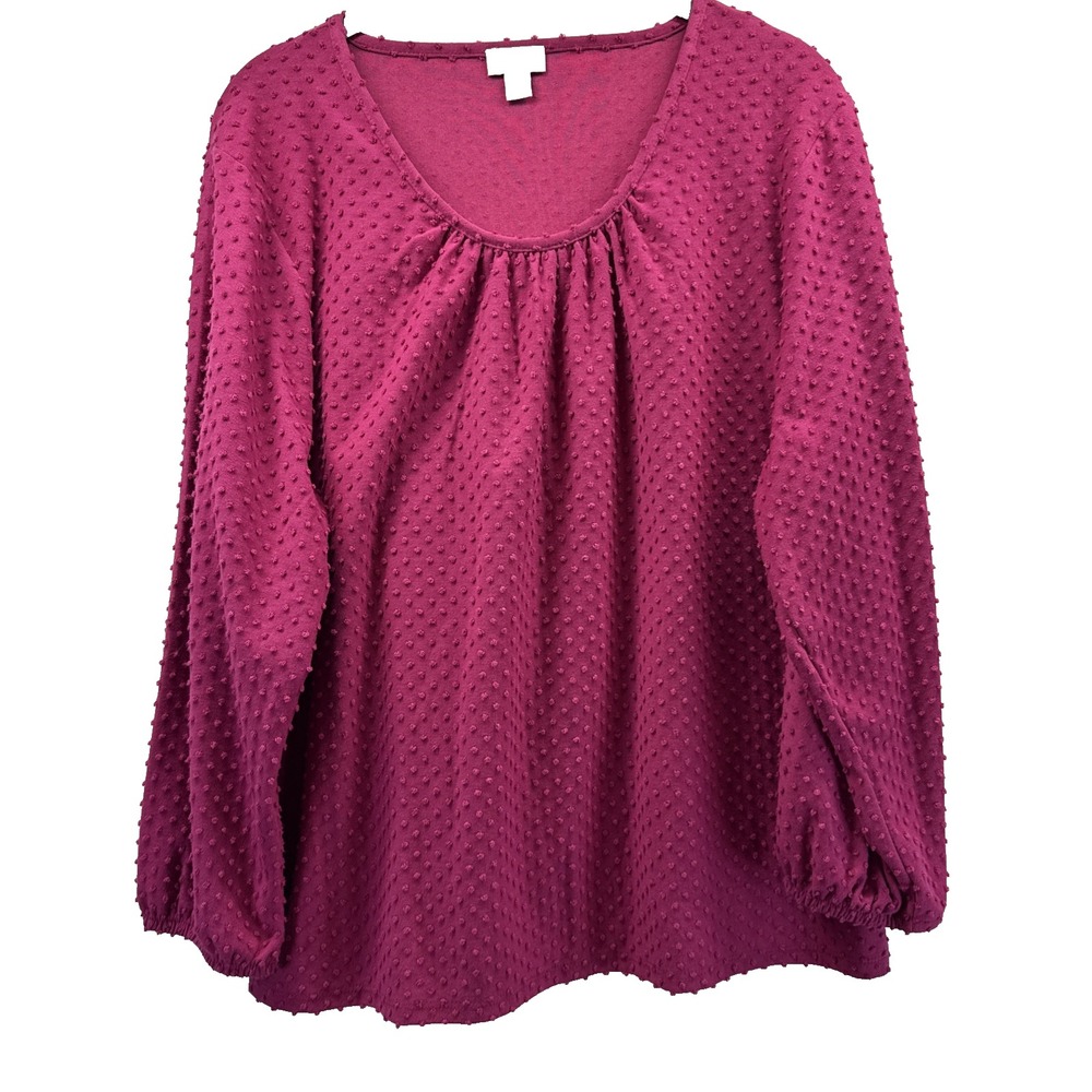 J Crew Women's Top Size XL Solid Pink Popcorn Long Sleeves Cotton Blend Pullover